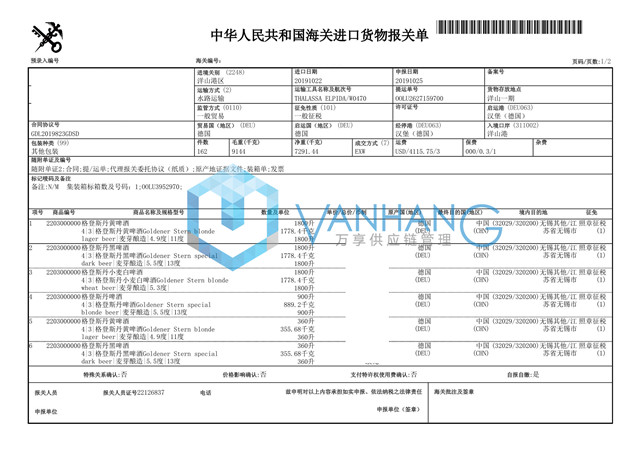 德國啤酒進(jìn)口報關(guān)流程